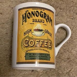 Vintage Monogram Brand Coffee Mug Cup Mary Henry California Pantry 4”H